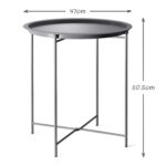 Charcoal Grey Steel Outdoor Bistro Table Foldable With Removable Tray