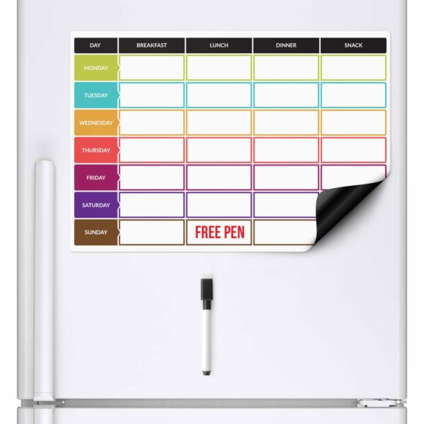 Magnetic Planning Fridge Whiteboard Week Diet Meal Planner | Free Pen | A3
