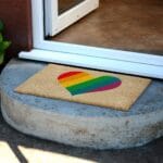 rainbow heart doormat