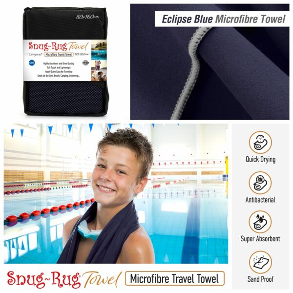 Snug-Rug Microfibre Towel (Eclipse Blue) (Large 80 x 160cm)