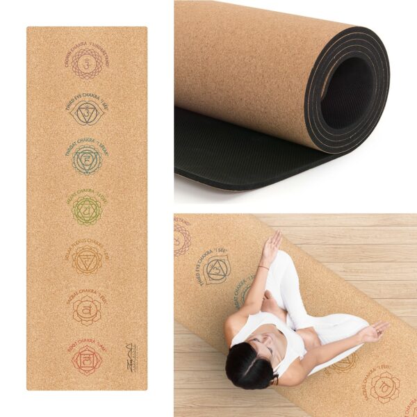 Cork Yoga Chakra Mat with Strap & Bag
