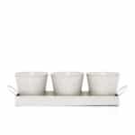 Set of 3 Indoor Metal Plant Pots & Tray