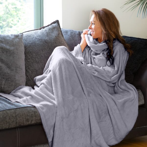 Snug-Rug DELUXE Blanket with Sleeves Lilac Grey