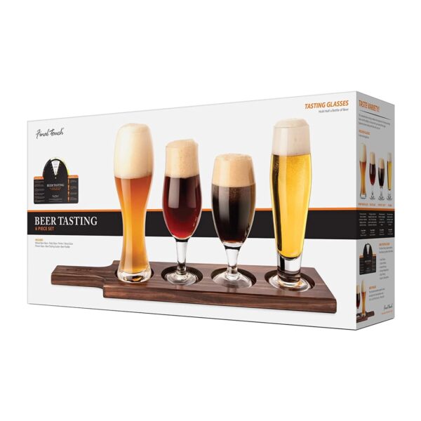 Dark Wood 6 Piece Beer Tasting Paddle Set