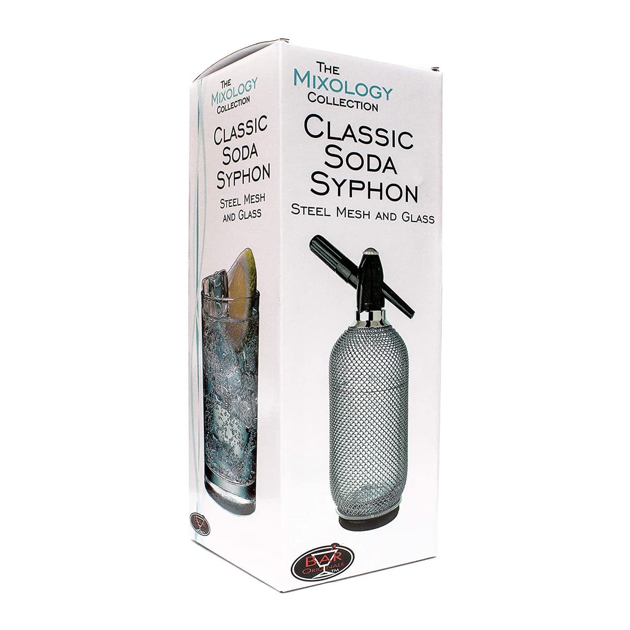 1 Litre Classic Steel Mesh Glass Soda Syphon Sparkling Water Maker
