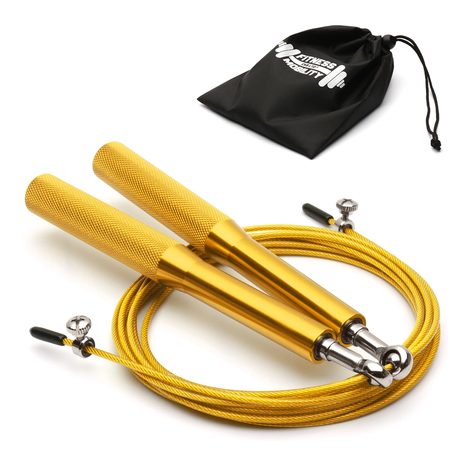 CKB Ltd Metal Adjustable 10ft (3m) Wire Skipping Rope with 360° Bearings – Gold