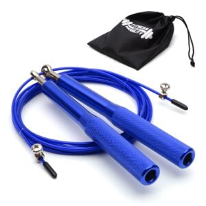 CKB Ltd Metal Adjustable 10ft (3m) Wire Skipping Rope with 360° Bearings – Blue