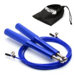 CKB Ltd Metal Adjustable 10ft (3m) Wire Skipping Rope with 360° Bearings – Blue
