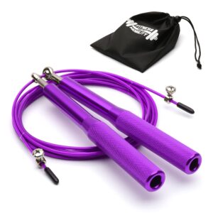 CKB Ltd Metal Adjustable 10ft (3m) Wire Skipping Rope with 360° Bearings – Purple