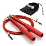 CKB Ltd Metal Adjustable 10ft (3m) Wire Skipping Rope with 360° Bearings – Red