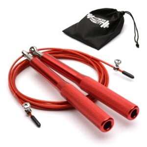 CKB Ltd Metal Adjustable 10ft (3m) Wire Skipping Rope with 360° Bearings – Red