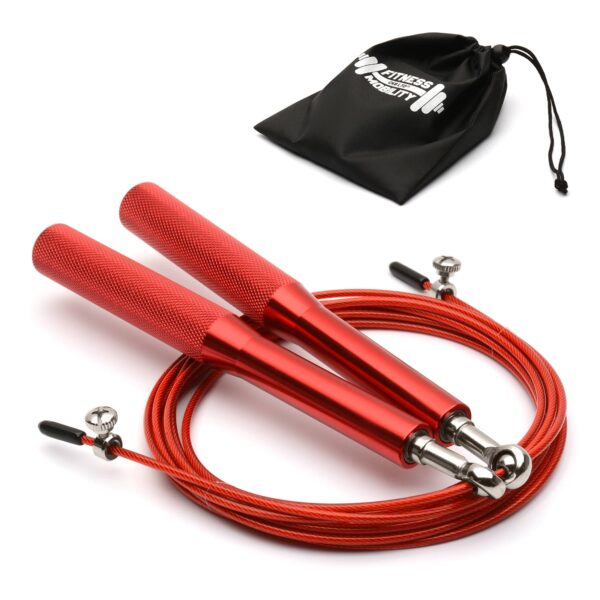 CKB Ltd Metal Adjustable 10ft (3m) Wire Skipping Rope with 360° Bearings – Red