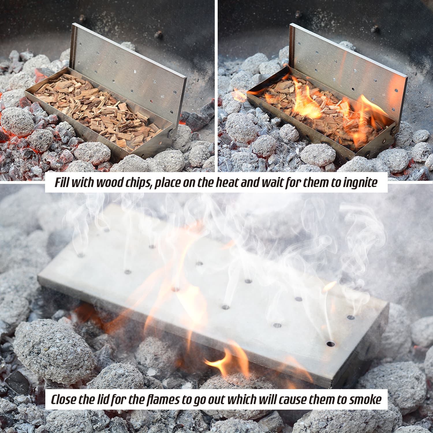 Heavy Duty Steel BBQ Wood Chip Smoke Box