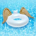 Inflatable Swim Ring Pool Float with Gold Angel Wings
