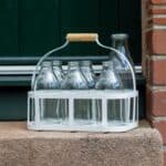 6 Bottle White Metal Milk Crate