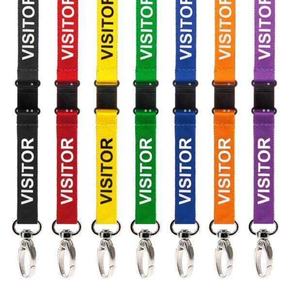 Pre-printed VISITOR Lanyard with Metal Clip & Safety Catch