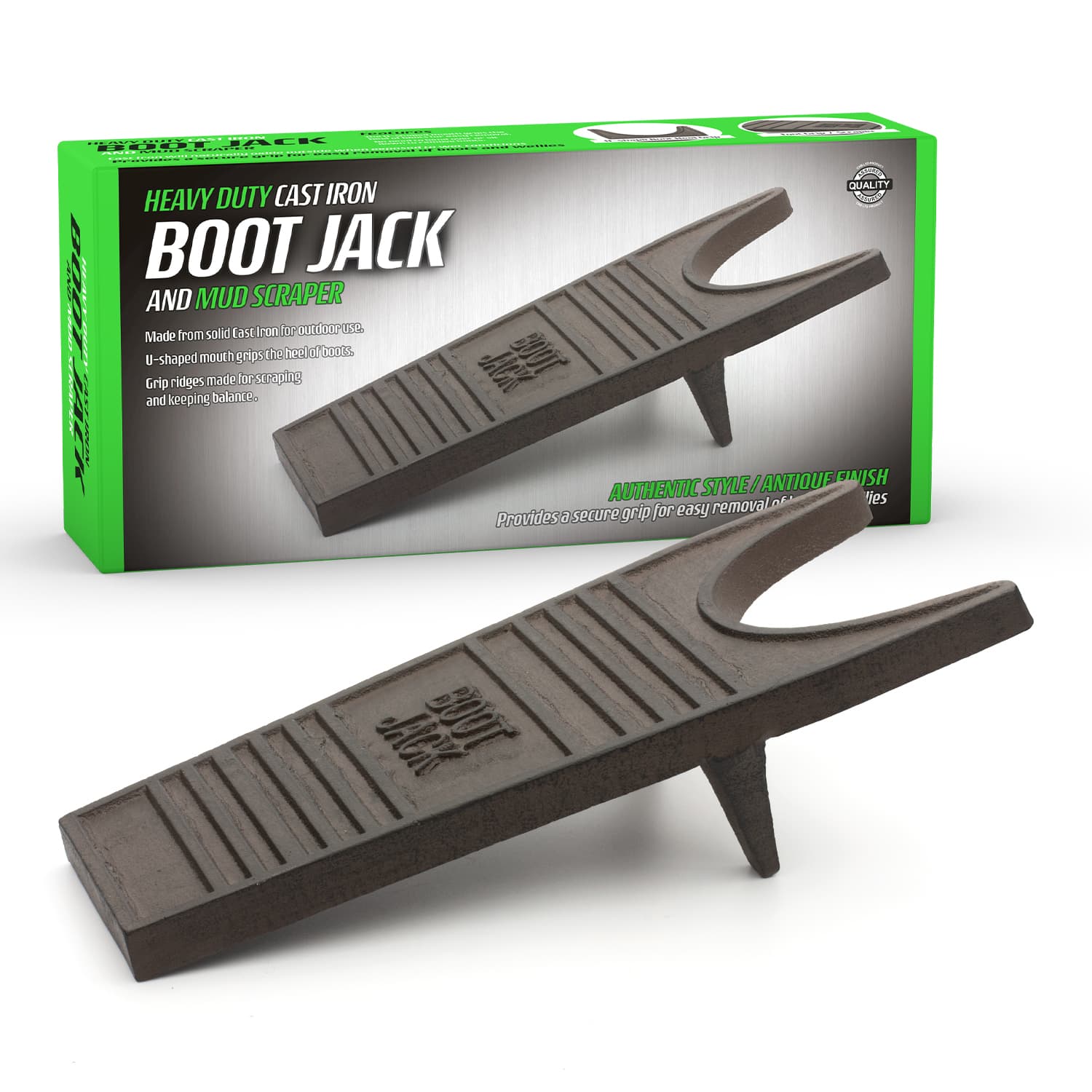 Heavy Duty Cast Iron Boot Jack and Shoe Remover with Embossed Boot Lab –  MyGift
