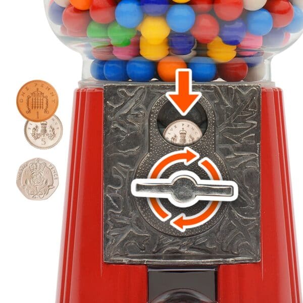 Retro Coin Operated Gumball Machine Sweet Dispenser Money Bank Box