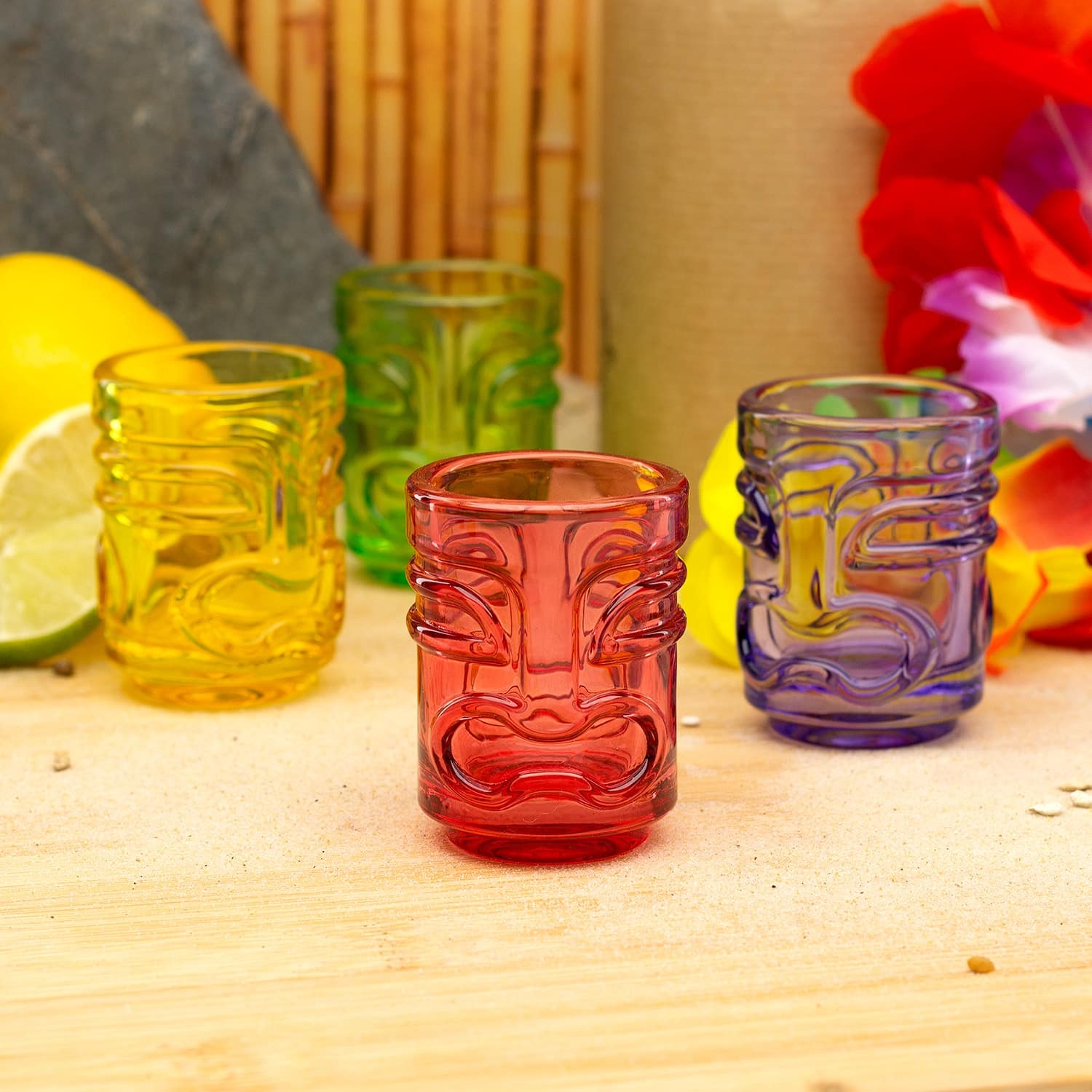 Bar Bespoke Coloured Tiki Shot Glasses (45ml) (Set of 4)