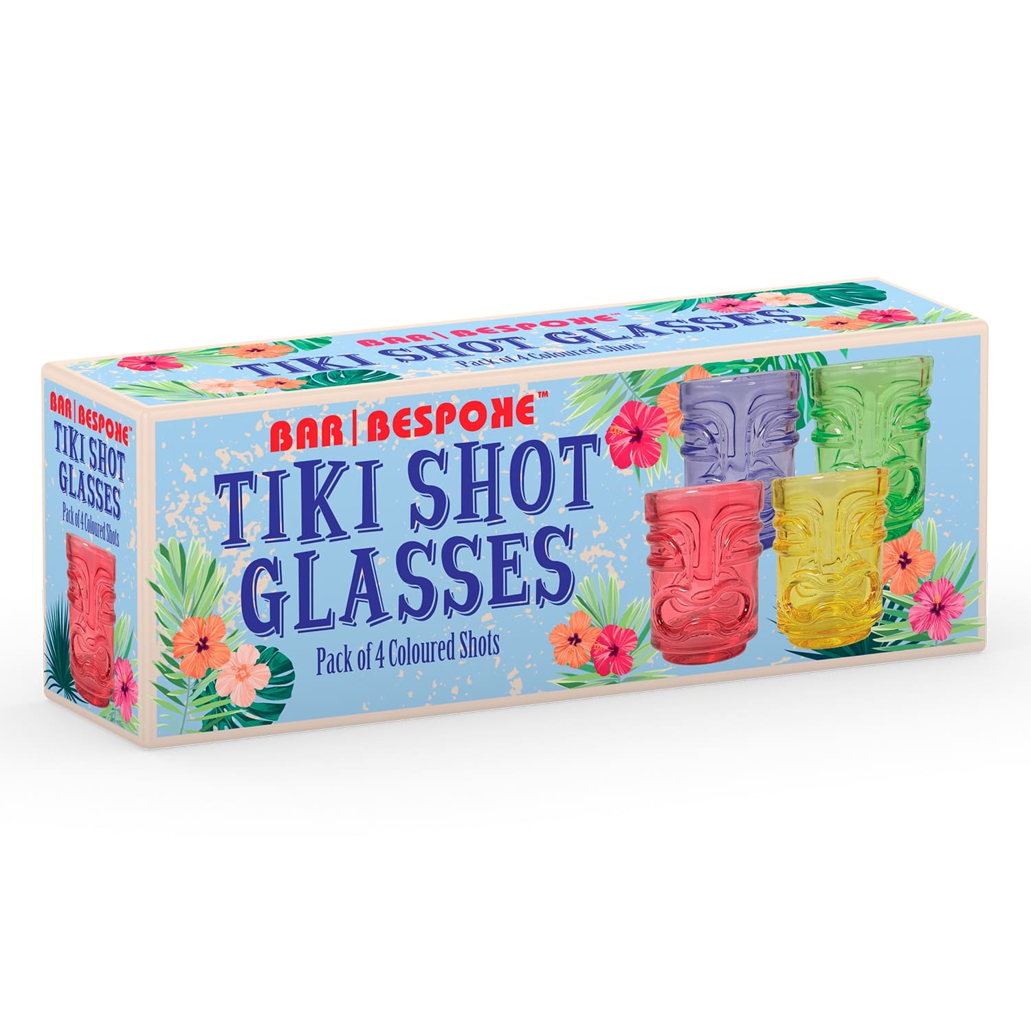 Bar Bespoke Coloured Tiki Shot Glasses (45ml) (Set of 4)