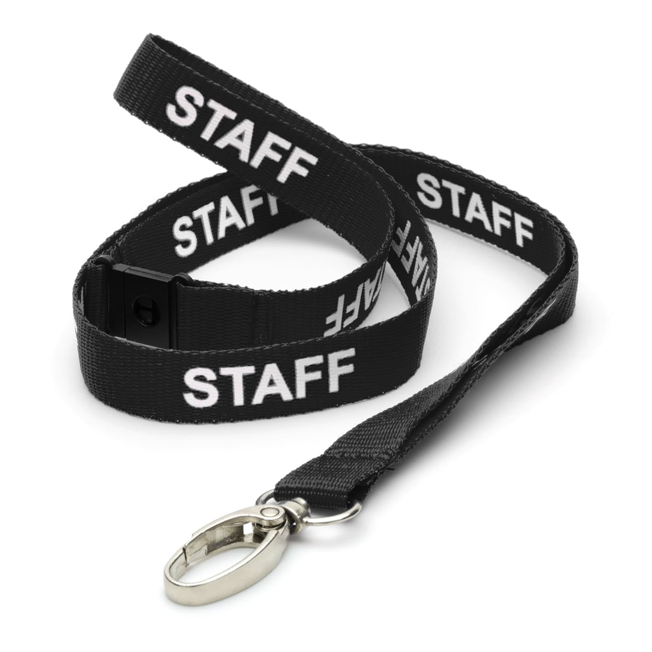 Pre-printed STAFF Lanyard with Metal Clip & Safety Catch Black