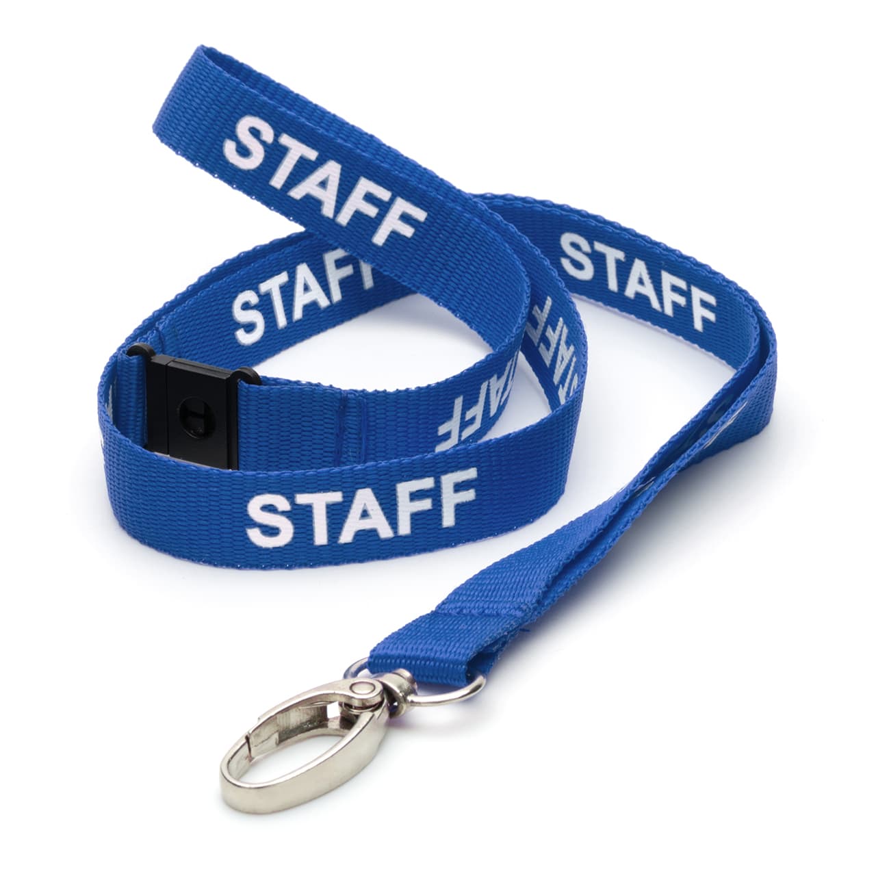 Pre-printed STAFF Lanyard with Metal Clip & Safety Catch Blue