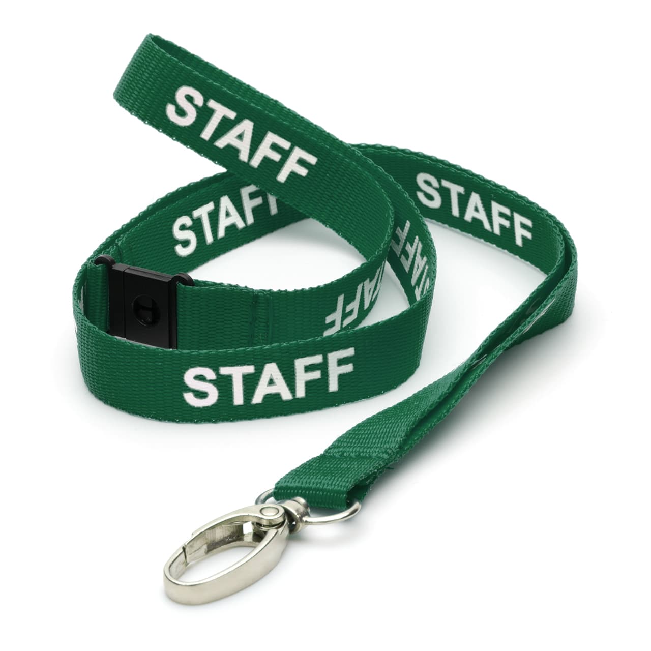 Pre-printed STAFF Lanyard with Metal Clip & Safety Catch Green