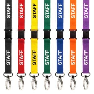 Pre-printed STAFF Lanyard with Metal Clip & Safety Catch