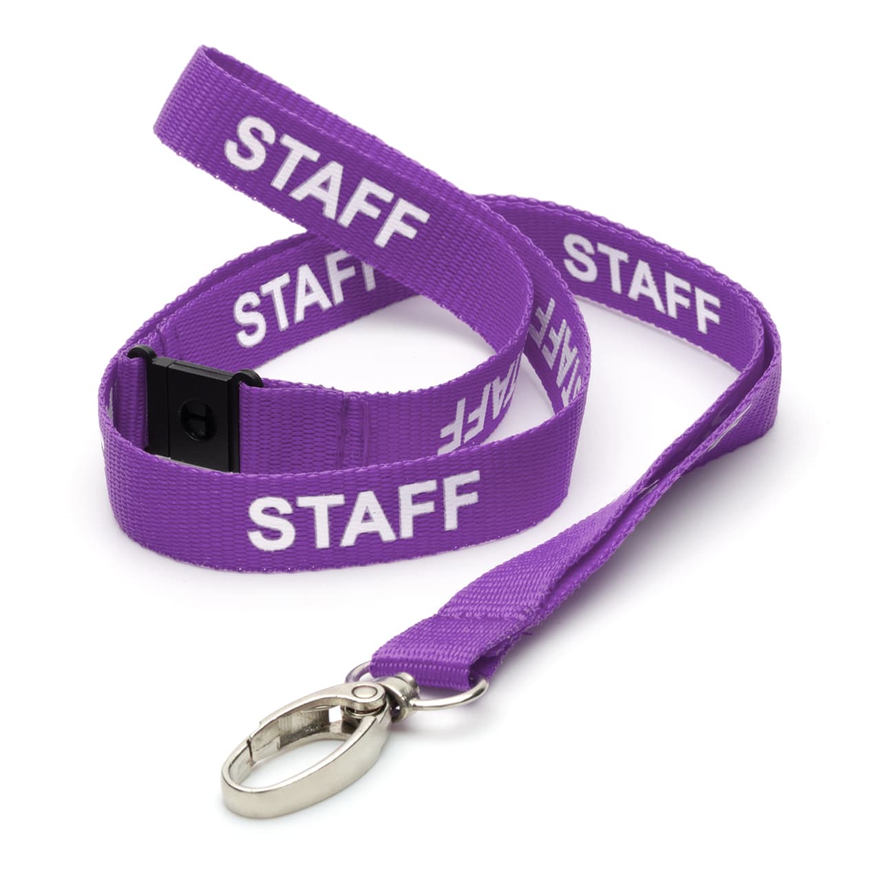 Pre-printed STAFF Lanyard with Metal Clip & Safety Catch Purple