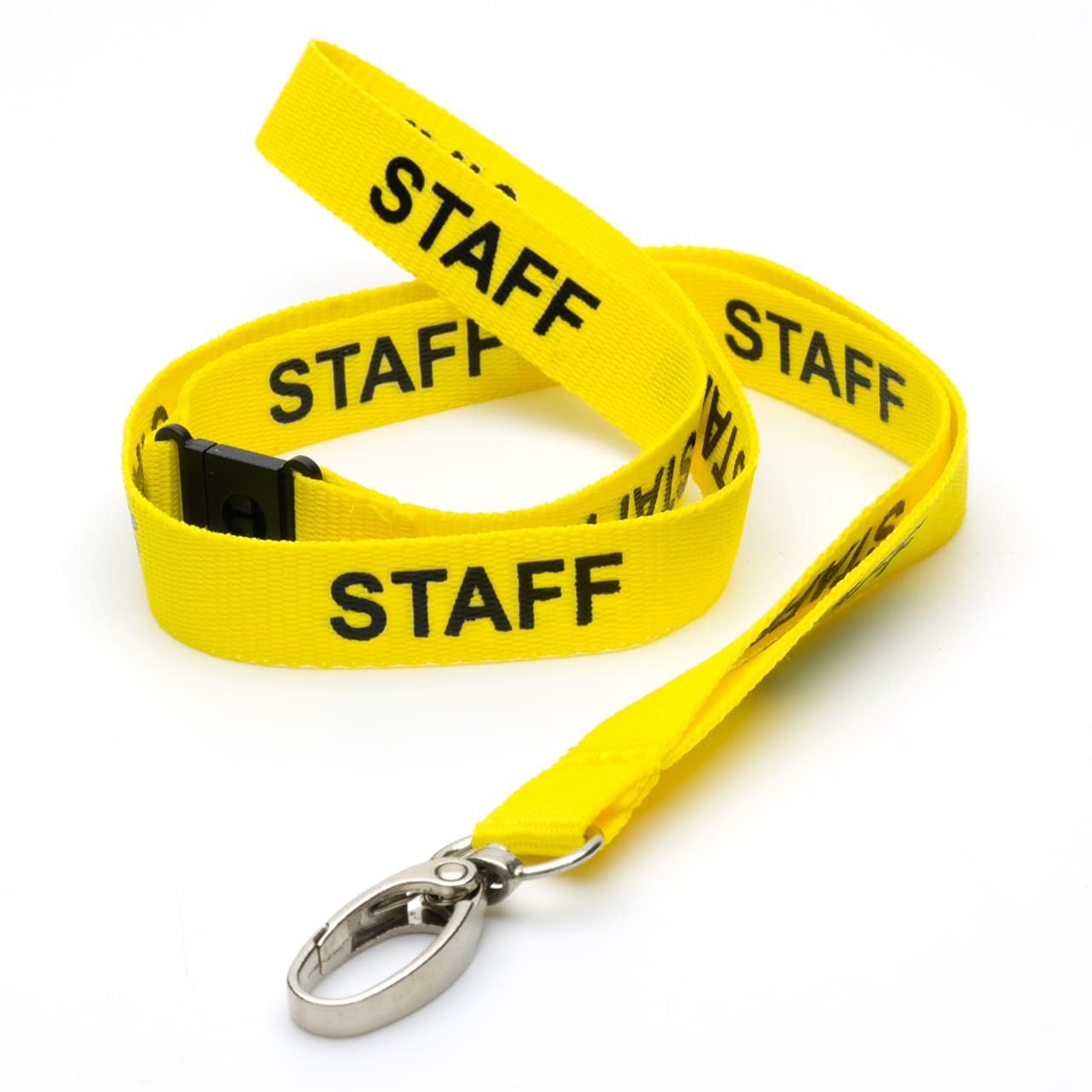 Pre-printed STAFF Lanyard with Metal Clip & Safety Catch Yellow
