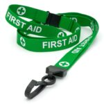Pre-printed FIRST AID Lanyard with Plastic Clip & Safety Catch