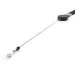 Retractable Plain Lanyard with Extendable Reel Clip / Snap Button – Black