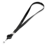Retractable Plain Lanyard with Extendable Reel Clip / Snap Button – Black