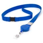 Retractable Plain Lanyard with Extendable Reel Clip / Snap Button – Blue