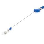 Retractable Plain Lanyard with Extendable Reel Clip / Snap Button – Blue