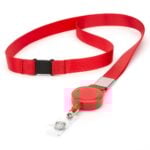 Retractable Plain Lanyard with Extendable Reel Clip / Snap Button – Red