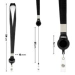 Retractable Plain Lanyard with Extendable Reel Clip / Snap Button - Black