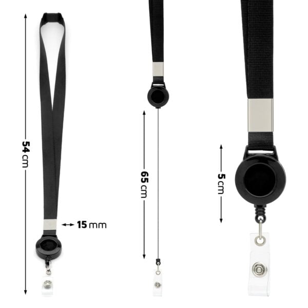 Retractable Plain Lanyard with Extendable Reel Clip & Snap Button