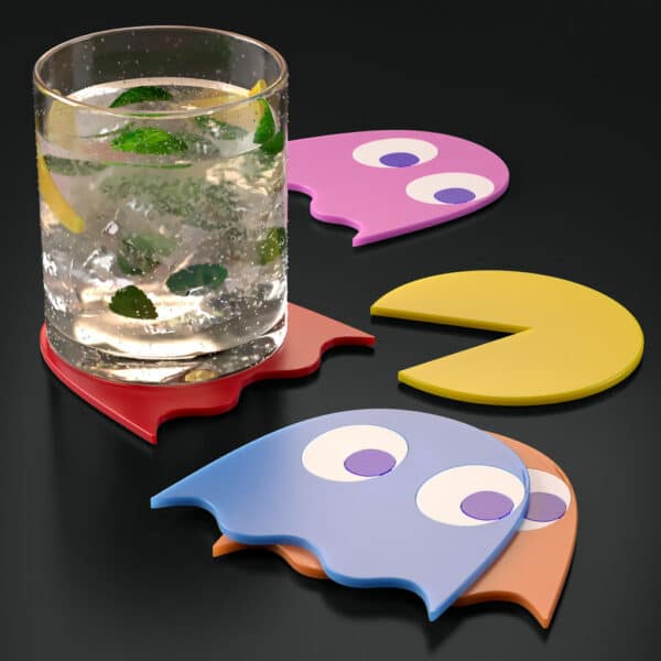 Glass using a drink coaster