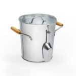 Bucket with scoop hanging