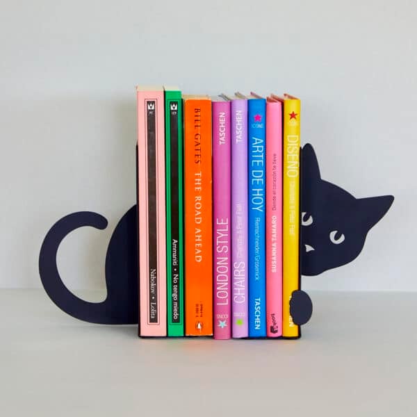 Hidden Cat Metal Bookend with Books