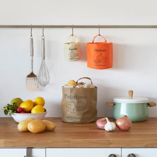 Potato Bag, Onion Bag and Garlic Bag In Use