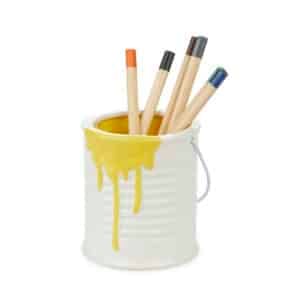 Yellow Paint Pot Stationary Holder