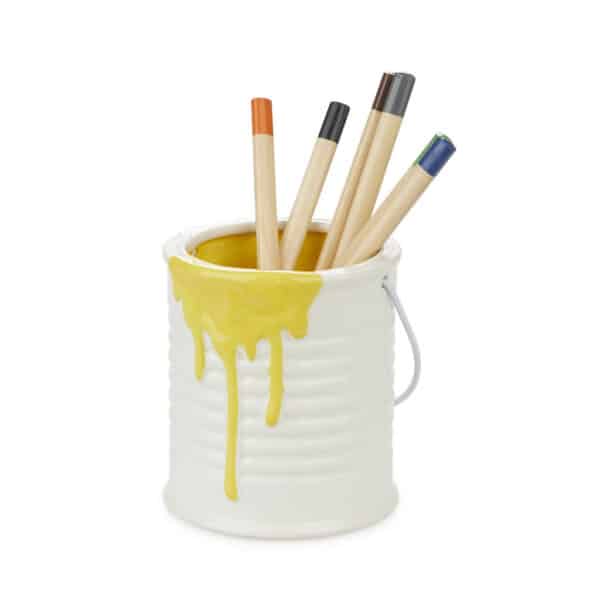 Yellow Paint Pot Stationary Holder