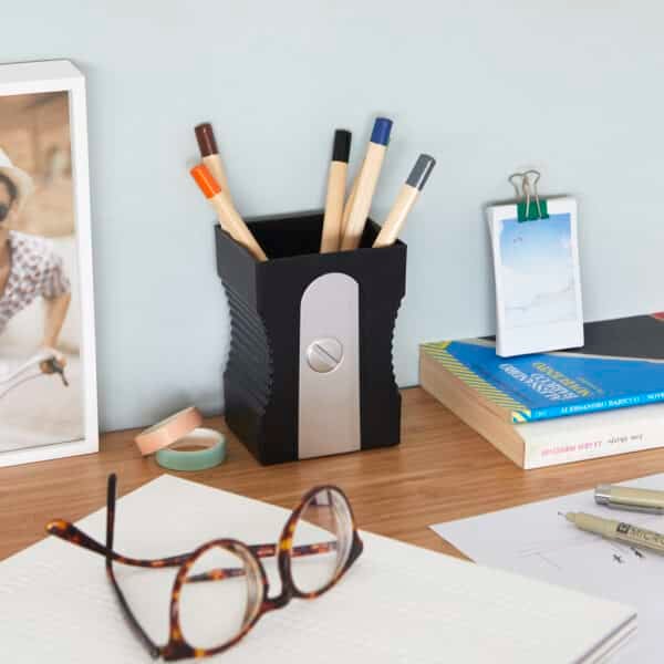 Black Sharpener Desk Stationary Holder