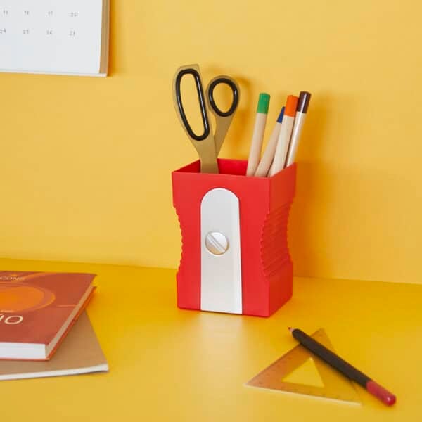 Desk Red Sharpener Stationary Holder