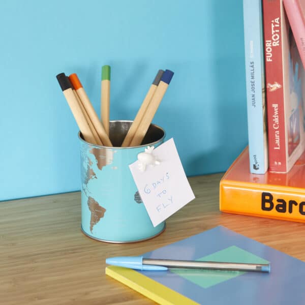 Blue Turquoise Pot Desk Stationary Holder