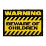 warning beware of children coir doormat