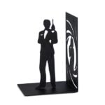 secret agent silhouette bookend featuring James Bond in black metal