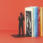 secret agent silhouette bookend featuring James Bond in black metal